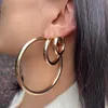 Stud 2024 Fashion Exaggerated Big/ Small Smooth Circle Hoop Earring for Women Simple Round Loop Ear Wedding Jewelry Brincos Cool Gift