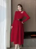 Casual Dresses Autumn Winter Women Sexy Hollow Out Off Shoulder Sticked Dress French Fashion Advanced Sense Belt Collocation tröja