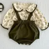 Kleidungssets 2pcs Set Frühling Kleinkind Baby Girls Florale Bluse Rüsche grüner Bodysuit Anzug 0-3y geborene Langarmhemden Hemden Rock