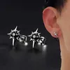 Stud 1pairs Trend schwarzer Zirkonstar Stud Ohrringe für Männer Frauen Schwarze Paar Persönlichkeit Hip-Hop Ohrringe Party Accessoires Schmuck D240426