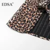 Giubbotti da donna Edsa Fashion Leopard Lace-Up Weltcoat Schermo a v-collo sciolto Top 2024 estate per lady gilet streetwear