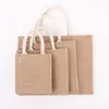 Sacs de rangement Grand sac à main réutilisable Grocherie de sacs vierges Handle Femme Organisateur de jute de jute avec capacité de voyage plage