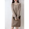 Casual Dresses Wool Seamless Long Skirt Autumn And Winter Elegant Women's Pullover High End V-Neck Sweater Knitted Loose N118