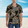 Herren lässige Hemden Hawaiian Hemd Urlaub Goldene Kette Blusen Zebra Print Neuheit Männlich Kurzarm Streetwear Kleidung