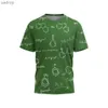 Camisetas para hombres New Summer Mens Retro Math Formula Patrón de productos químicos Tendencia casual Y2K Camiseta redonda de manga redonda Topxw