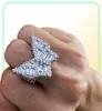 Butfly CZ Diamond Anneaux Micro pavés Iced Out Cumbic Zircon Fashion Mens Hip Hop Gold Ring Jewelry50282613500664