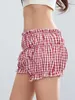 Shorts pour femmes femmes y2k mignon plaid à plaid à imprimé pyjama boxer shorts gingham salon pj shorts à carreaux à carreaux à carreaux d240426