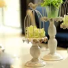 Candle Holders Birdcage Holder Candlestick Ornament White Vintage Bird Cage Carved Decoration Home Potted Flower Stand