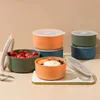 Bento Boxes Silicone Lunch Box Food Grade Crisper Microwave Heated Bento Container Office Staff Student Silicone Q240427