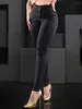 Women's Pants Black Ruched Zipper High Waist 2024 Autumn Fashion Versatile Casual Leggings Bottoms