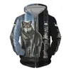 Sweatshirts pour hommes Sweatshirts Sweatshirts 3D All Wolf Print Mens Sweatshirt SweetShirt Punk Style Zipper Flip Jacket Retro Clothing Retro 240425