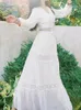 Vestidos casuais verão mulheres vestido longo vintage white boho renda feminina hollow out senhoras elegantes férias de praia soltas vestidos