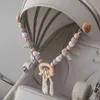 OSKO Mobiles# Baby Wood Crochet Stroller Zabawki słonia wiszące grzechotka szydełka zwierzęcy wisiorek Bransoletka Baby Crib Mobile Rattle zabawka D240426