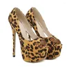 Платье обуви Zookerlin Leopard Print Peep Toe 16см на шпильки высокие каблуки Женщина Летнее скольжение на сексуальной модели по взлетно -посадочной полосе женские насосы 2024