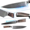 Knives Juego de cuchillos de cocina 1 3pcs Cachas de 8 pulgadas Cachas de acero inoxidable Damasco Láser Coloro Japonés Cleante Kiritsuke Santoku Slicer