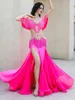 Stage Wear Women Adult Sequin Flash Drill Belly Dance Clothing Dynamic Tassel Split Dancewear Competition Performance Costumes