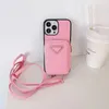 Zipper Card Slot Bag Holder Wallet Phone Case for iPhone 15 Pro Max 14 Pro Max 13 Pro 12 14 Plus 15 Plus 11 iPhone Case Designer Triangle P Crossbodyハンドバッグケースストラップ