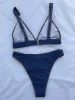 Set Sexy Denim Blue Brésilien High Cut Bikini Femme MAISON FEMMES FEMMES DE MAISONS DE MAISONS DE MAISON