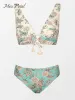 Defina Paisley Fringe Bralette e Hipster reversível de biquíni de cintura média para mulheres Two Pieces Swimsuit 2023 Ternos de banho de banho de banho