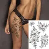 Tattoo overdracht zwarte bloem roos waterdichte tijdelijke vogelslang sexy body arm poot edelsteen henna tattoo mode grote nep mouw sticker 240426