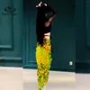 Stage Wear Belly Dance Costume Drama Black Silk Long Sleeve Paillin Performance voor beginners Skinny High Elastic Practice