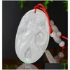 Colares pendentes chineses feitos artesanais brancos naturais charme esculpido de sereia nua jade jade amet colar de moda grow de dhuy1