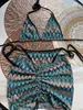 Paris Fashion Knitted Three pezzi Bikini Set di lussuoso Scapace Swimmer Swimmer Swimmer Swimsuit Women Sexy Swimwear Sexy Swimwea