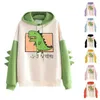 Hoodies Sweatshirts New Cartoon Mens Spring and Autumn Leisure Fashion Print Korean Sports Shirt Dinosaur Hoodie Top 240425