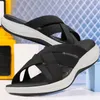 Casual Shoes Women Slip On Slides Wide Width Cross Strap Beach Sandals Open Toe Platform Wedge Lightweight For Summer