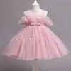 Robes de fille bébé 1ère robe de fête d'anniversaire pour filles enfants solides robe de soirée de mariée sans manches