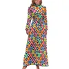 Abiti casual colorati abiti retrò 60s moderna stampa astratta astratta sexy maxi maxi alta manica lunga moda boho spiaggia