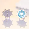 Gestüt Ohrringe Trustdavis Real 925 Sterling Silber Blue Glaze Ruder Sweet Cute Ohrring für Tochter Mädchen Geburtstag Schmuck LB051