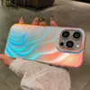 Cell Phone Cases Aurora Gradient Color Case Suitable for iPhone 15 14 Pro Max 13 12 11 Ripple Laser Feather Shockproof Acrylic Cover Suitable for iPhone 15 P J240426