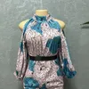 Casual Dresses Sexy Summer Print Bodycon African for Women 2024 Elegant High Wasit Bandage Off Axel Split Pencil Dress with Belt