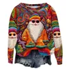 Roupas familiares de roupas de Natal de tendência de natal com pescoço 3D capuz impresso com capuz de Papai Noel