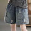 Damskie szorty haftowane panele rozryte dżinsy szorty damskie krótkie seksowne ubrania kobiety gorące spodnie żeńskie ubranie mini krótki dżinsowy styl D240426