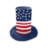 Basker Independence Day Hat Cotton Blue High Bucket Cap Star Print Fedoras Holiday Party Cosplay Costume Carnival Festival