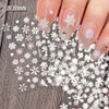 30 Sheets Christmas Nail Art Stickers Self Adhesive 3D White Snowflake Decals Xmas Supplies Manicure Sliders 240425