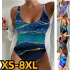 Sierenkorts 2023 vrouwen mode sexy badmode groot formaat zwempak vakantie strandkleding zomer een stuk print badpak nieuw ontwerp bedrukt 8xl