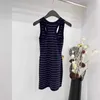 Basic & Casual Dresses Designer Summer Fashion Embroidery Letter Temperament Simple and Casual Versatile Stripe Slim Fit Tank Top Dress YEAE