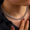 Hiphop Moissanite Necklace Popular 7mm幅ソリッド925シルバーブリング1列ラウンドカットDカラーダイヤモンドモイサナイトキューバネックレス