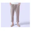 2024Summer New Linen Casual Pants Men's Loose Cotton Linen Men's Pants Set Chinese Style Men's Linen Material Thin Pants