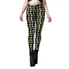 Frauen-Leggings Frauen trainieren Irish-Festival Cartoon Digitale Druckklee Farbblockhosen Stretch-Strumpfhosen Partyhosen