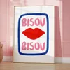 Maximalist Eclectic Pink French Quotes Bisou Bonjour Bonne Nuit Wall Art Canvas Painting Posters Living Room Home Decor 240424