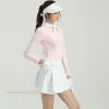 Caps Blktee Women Elastic Quick Dry Golf Shirt Ladies Bow Tie Long Sleeve Tshirt Ladies Slim Zipper Collar Golf Tops Casual Clothing