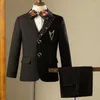 Clothing Sets 2024 Children's Gentleman Boys' Tuxedo Beading Design Kids Formal Wedding Birthday Party Suits Elegant Gown A3628