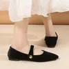 Casual Shoes 2024 Summer Women's Pointed Toe Flat Velvet Matte Single Comfortable Loafers Leather Mary Jane Sandals