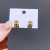 Boucles d'oreilles migga luxe verte zircone pavée géométrique or couleur rétro plaquée bijoux