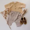 Clothing Sets Summer Children Suits Toddler Boys Shirt And Shorts Solid Linen Cotton Two Pieces For Kids