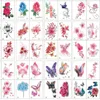 Tatuagem Transferência de 100pcs/conjunto Flores Tatuagens Temporárias de Borboleta Sem REPATIVA ARTEMENTO DA CORPELANTE CELUTORES DE ARTE DE ARTE